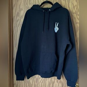 Bowery Skeleton peace sign hoodie